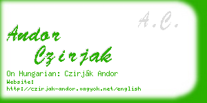 andor czirjak business card
